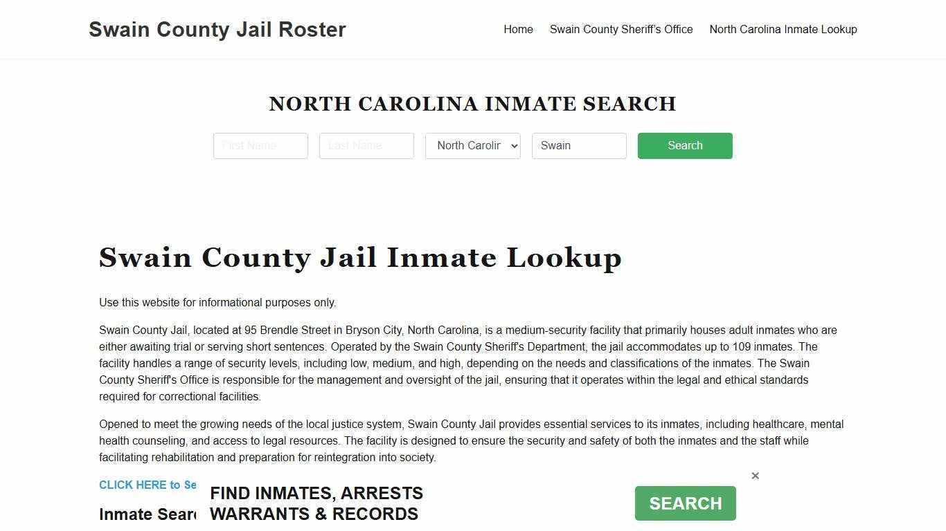 Swain County Jail Roster Lookup, NC, Inmate Search